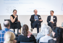 Podiumsgespräch mit Sebastian Vogel, Jens Hoffsommer und Esther Uhlmann im Rahmen der Abschlussveranstaltung der WillkommensKITAs